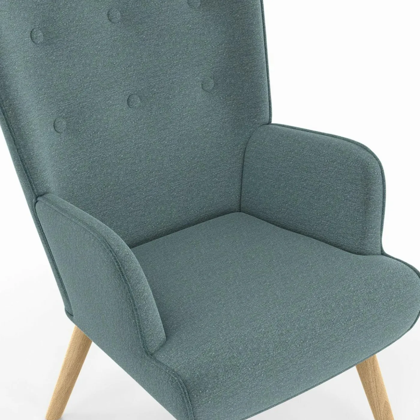 Fauteuil en tissu vert eucalyptus scandinave