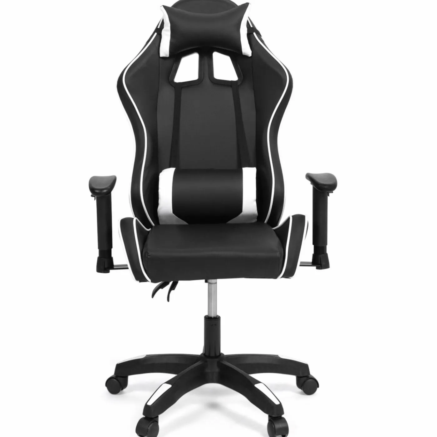 Fauteuil gamer noir et blanc réglable et inclinable accoudoirs pivotants