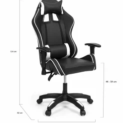 Fauteuil gamer noir et blanc réglable et inclinable accoudoirs pivotants