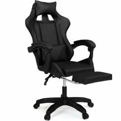 Fauteuil gamer noir réglable et inclinable avec repose pied