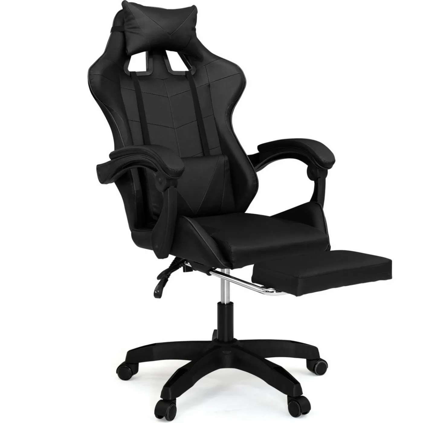 Fauteuil gamer noir réglable et inclinable avec repose pied