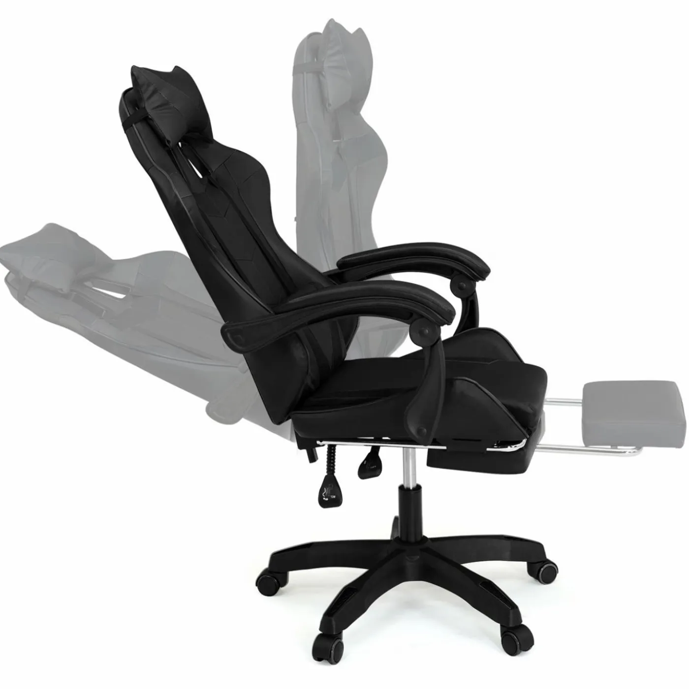 Fauteuil gamer noir réglable et inclinable avec repose pied