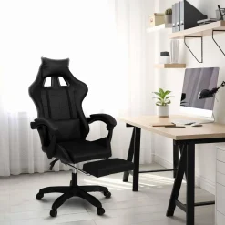Fauteuil gamer noir réglable et inclinable avec repose pied