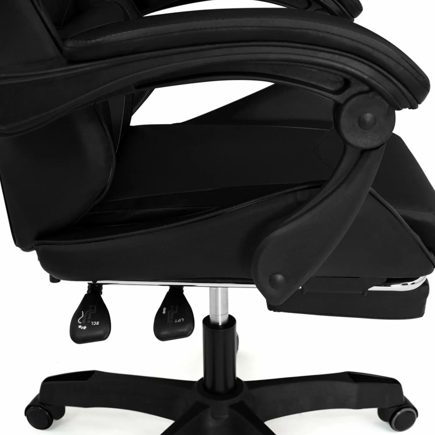 Fauteuil gamer noir réglable et inclinable avec repose pied