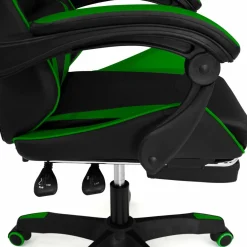 Fauteuil gamer réglable et inclinable avec repose pied et coussins noir et vert