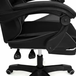 Fauteuil gamer réglable et inclinable avec repose-pied et coussins noir et gris