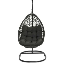 Fauteuil lune suspendu avec coussins gris