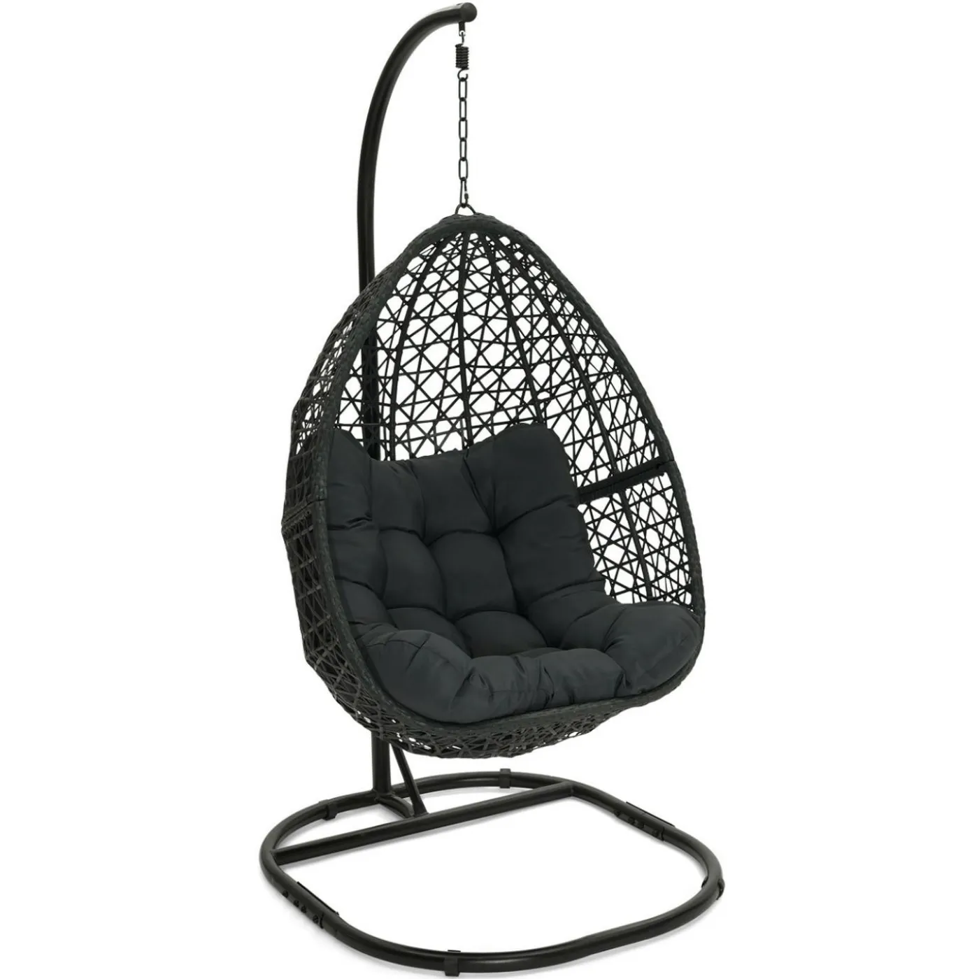 Fauteuil lune suspendu avec coussins gris