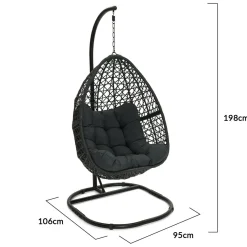 Fauteuil lune suspendu avec coussins gris