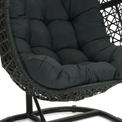 Fauteuil lune suspendu avec coussins gris