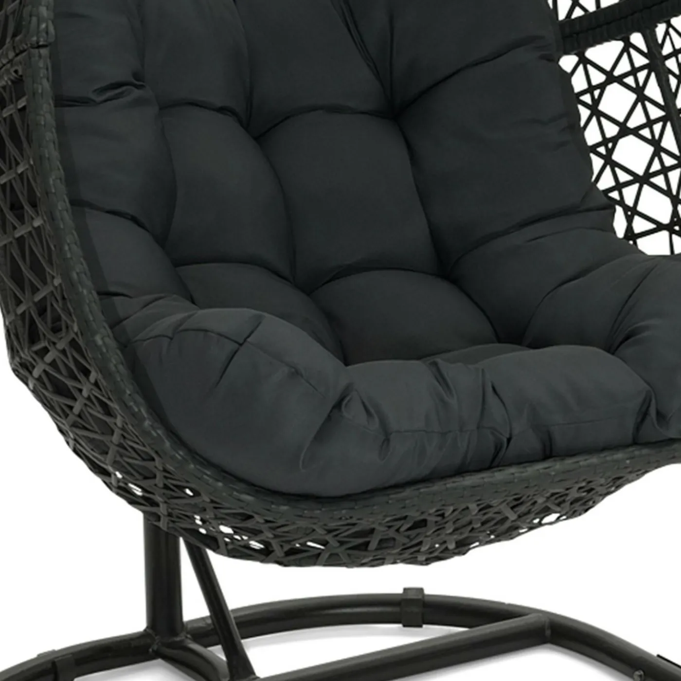 Fauteuil lune suspendu avec coussins gris