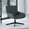 Fauteuil pivotant gris en velours et pieds noirs