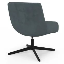 Fauteuil pivotant gris en velours et pieds noirs