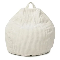 Fauteuil poire gros pouf en velours côtelé beige