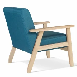 Fauteuil scandinave bois bleu canard