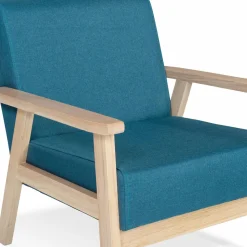 Fauteuil scandinave bois bleu canard