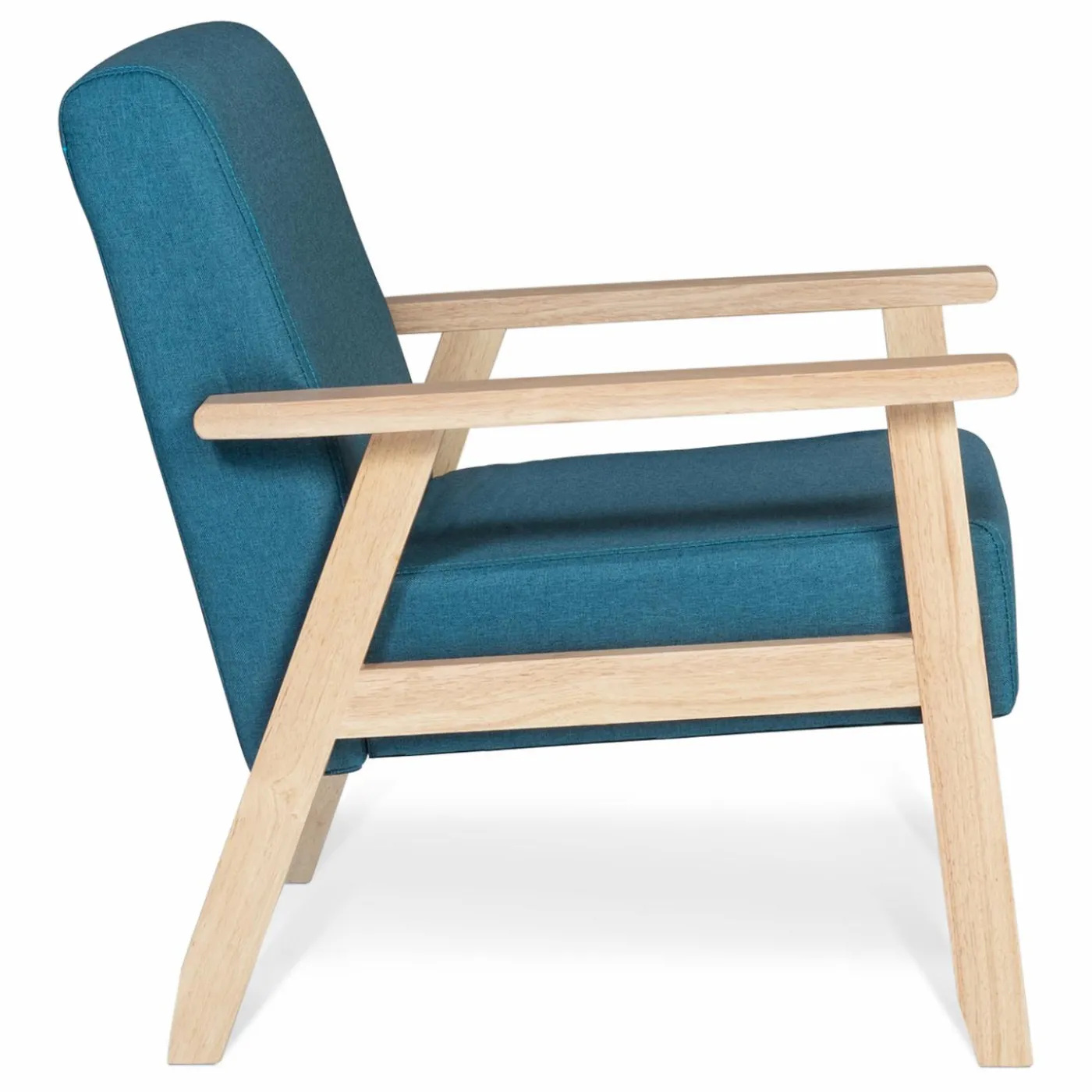 Fauteuil scandinave bois bleu canard