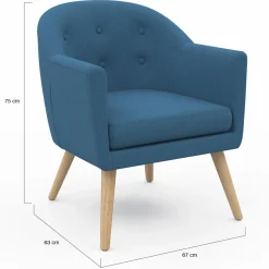 Fauteuil scandinave cabriolet bleu