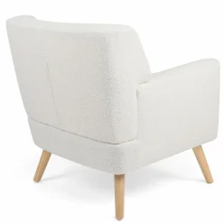 Fauteuil scandinave en tissu bouclette blanc
