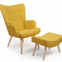 Fauteuil scandinave en tissu jaune