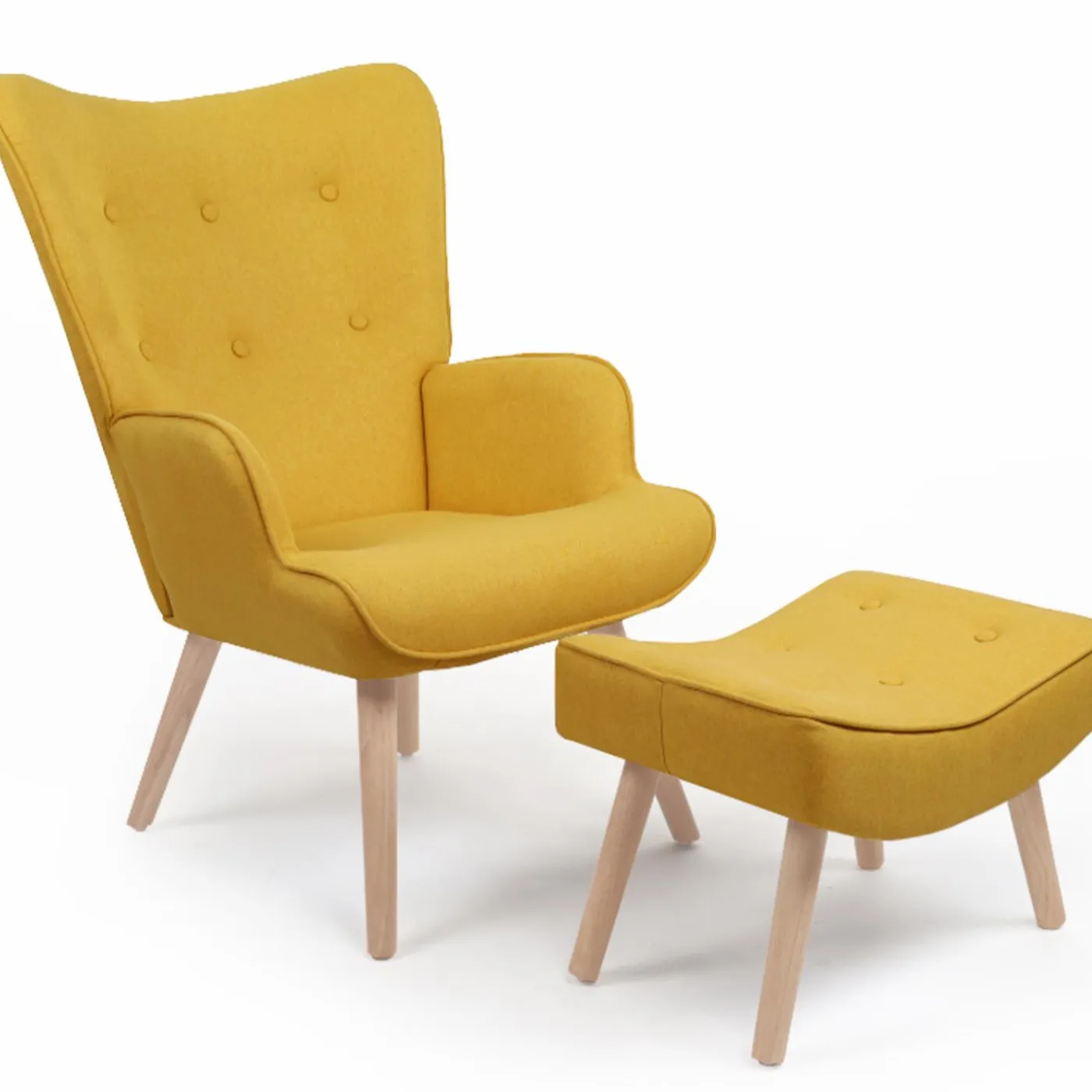 Fauteuil scandinave en tissu jaune