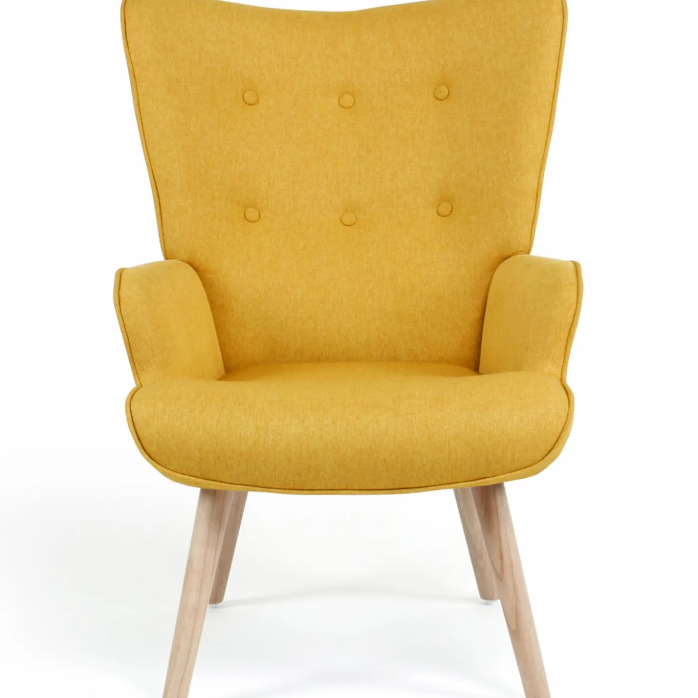 Fauteuil scandinave en tissu jaune