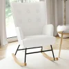 Fauteuil scandinave en tissu à bascule bouclette beige