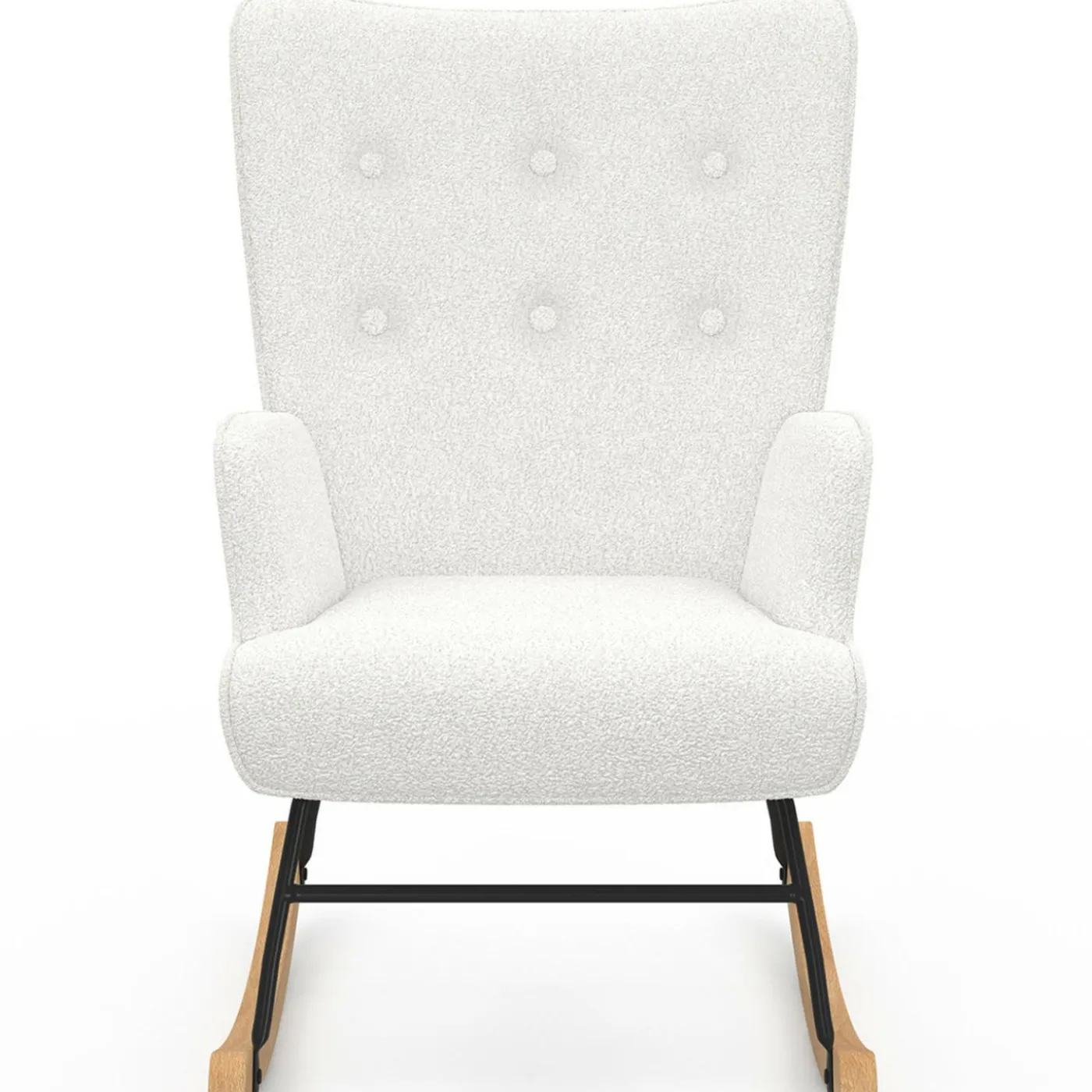 Fauteuil scandinave en tissu à bascule bouclette beige