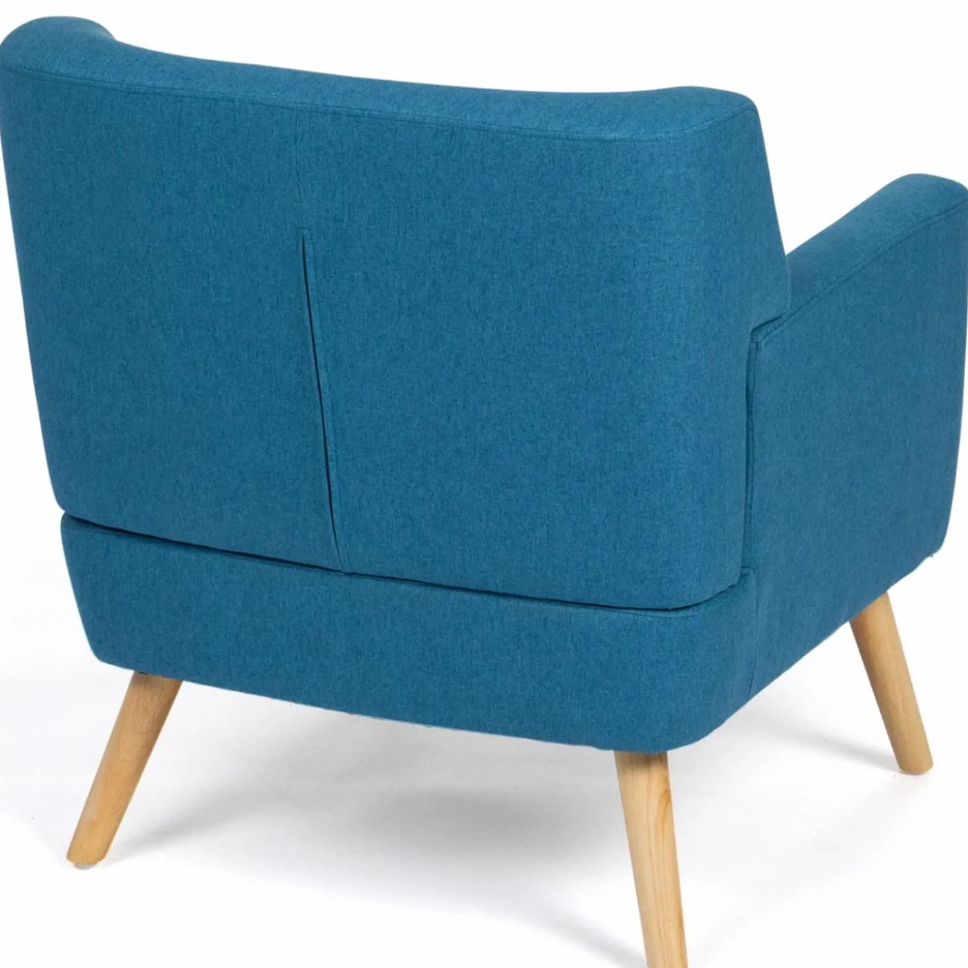 Fauteuil scandinave en tissu bleu canard