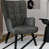 Fauteuil scandinave en velours gris