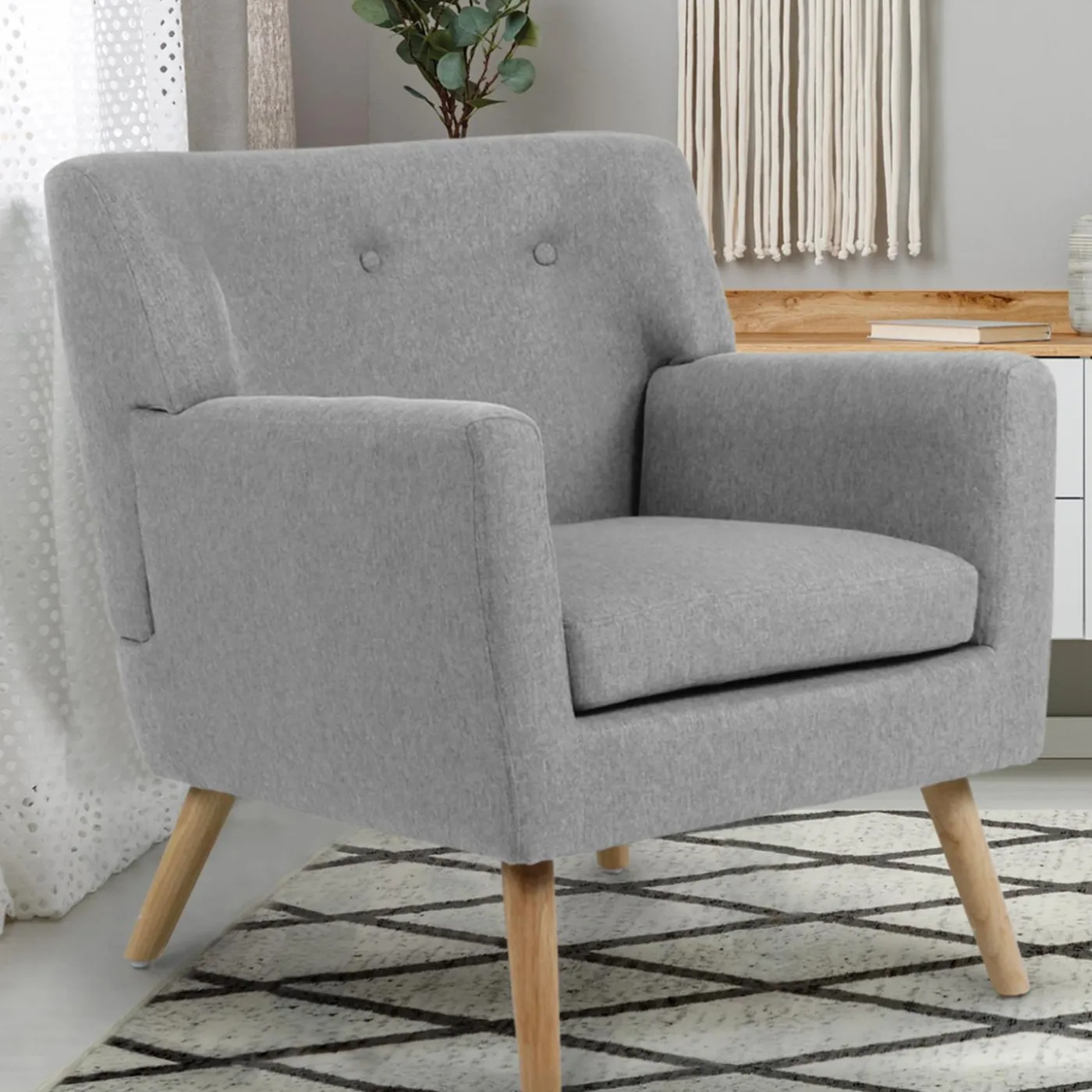 Fauteuil scandinave gris chiné