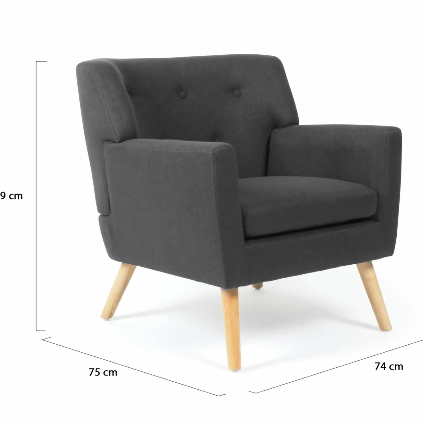 Fauteuil scandinave gris anthracite