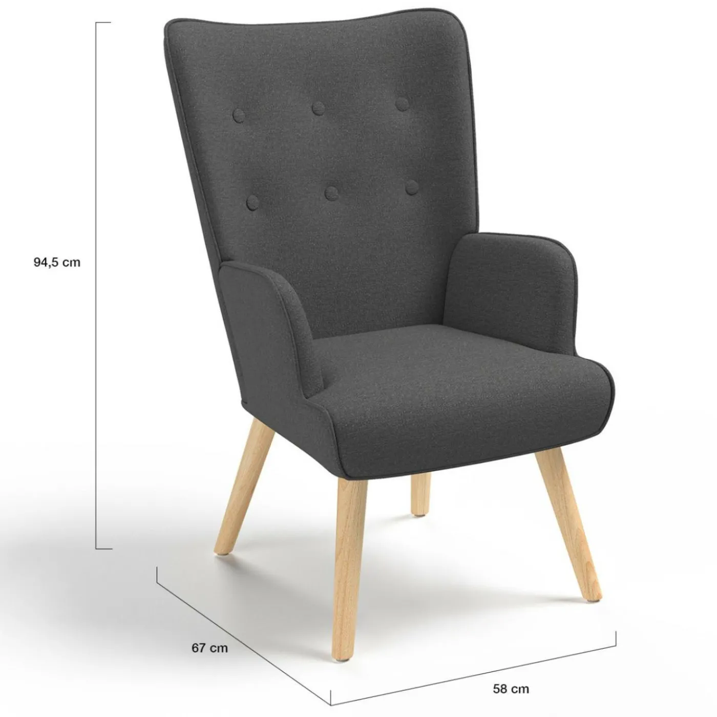Fauteuil scandinave gris anthracite IVAR