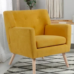 Fauteuil scandinave jaune moutarde
