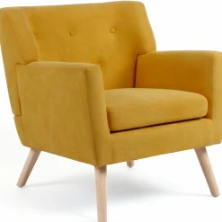 Fauteuil scandinave jaune moutarde