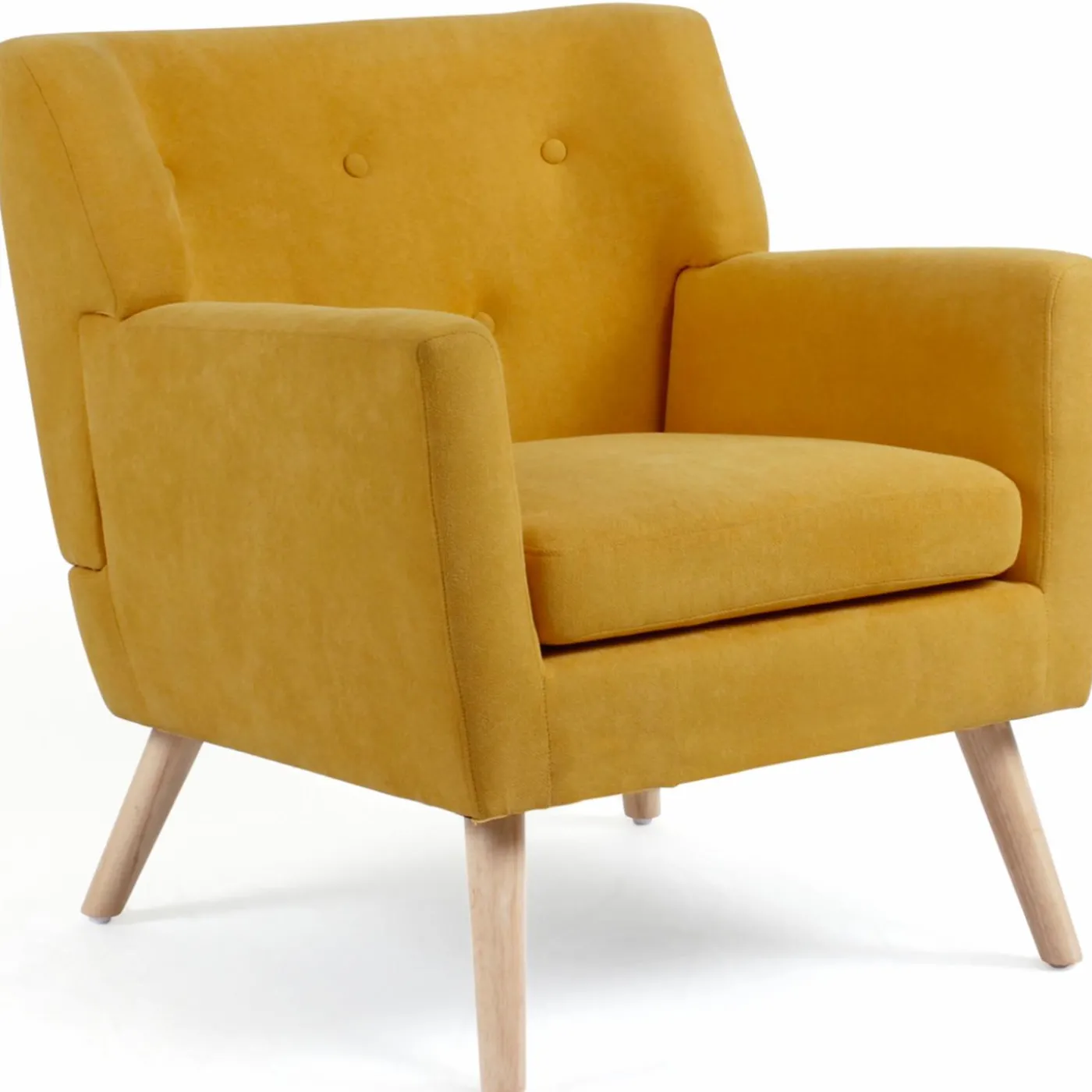 Fauteuil scandinave jaune moutarde