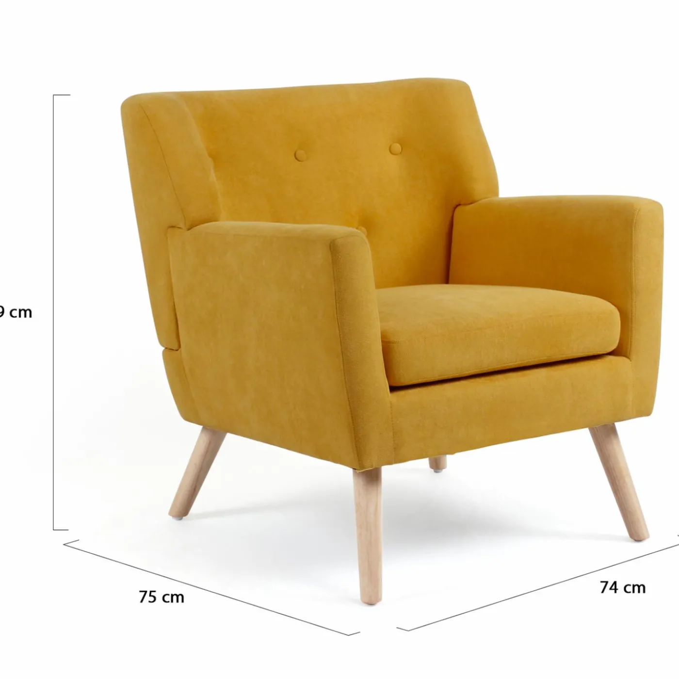 Fauteuil scandinave jaune moutarde