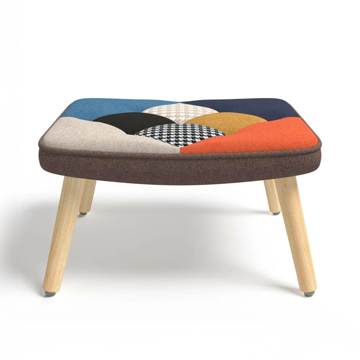 Fauteuil scandinave multicolore imprimé pied de poule avec repose pieds