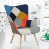 Fauteuil scandinave multicolore et imprimé pied de poule