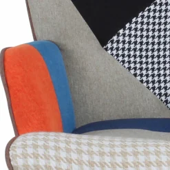 Fauteuil scandinave multicolore et imprimé pied de poule
