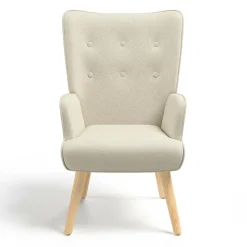 Fauteuil scandinave tissu beige