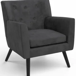 Fauteuil scandinave velours gris anthracite
