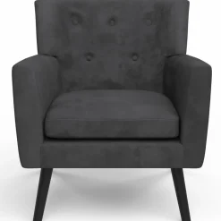 Fauteuil scandinave velours gris anthracite