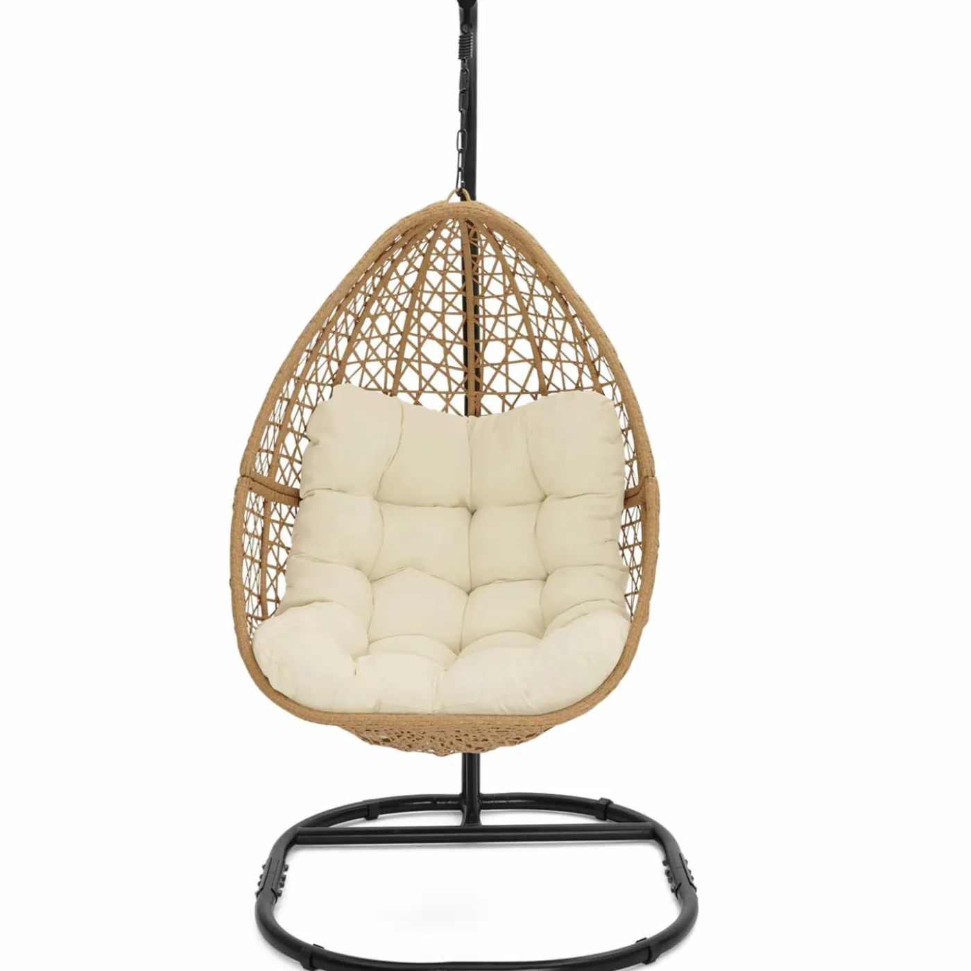 Fauteuil suspendu effet rotin avec coussin écru