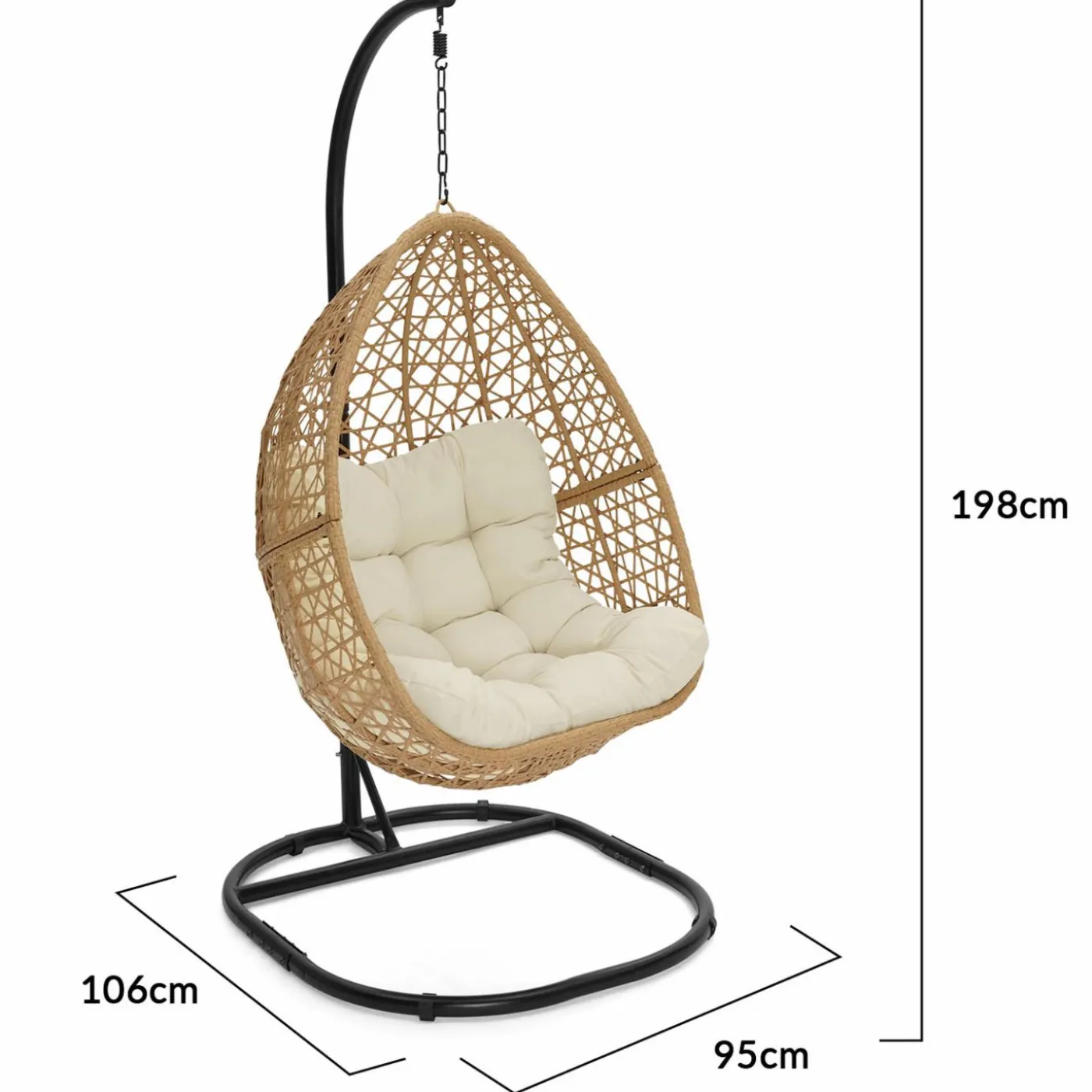 Fauteuil suspendu effet rotin avec coussin écru