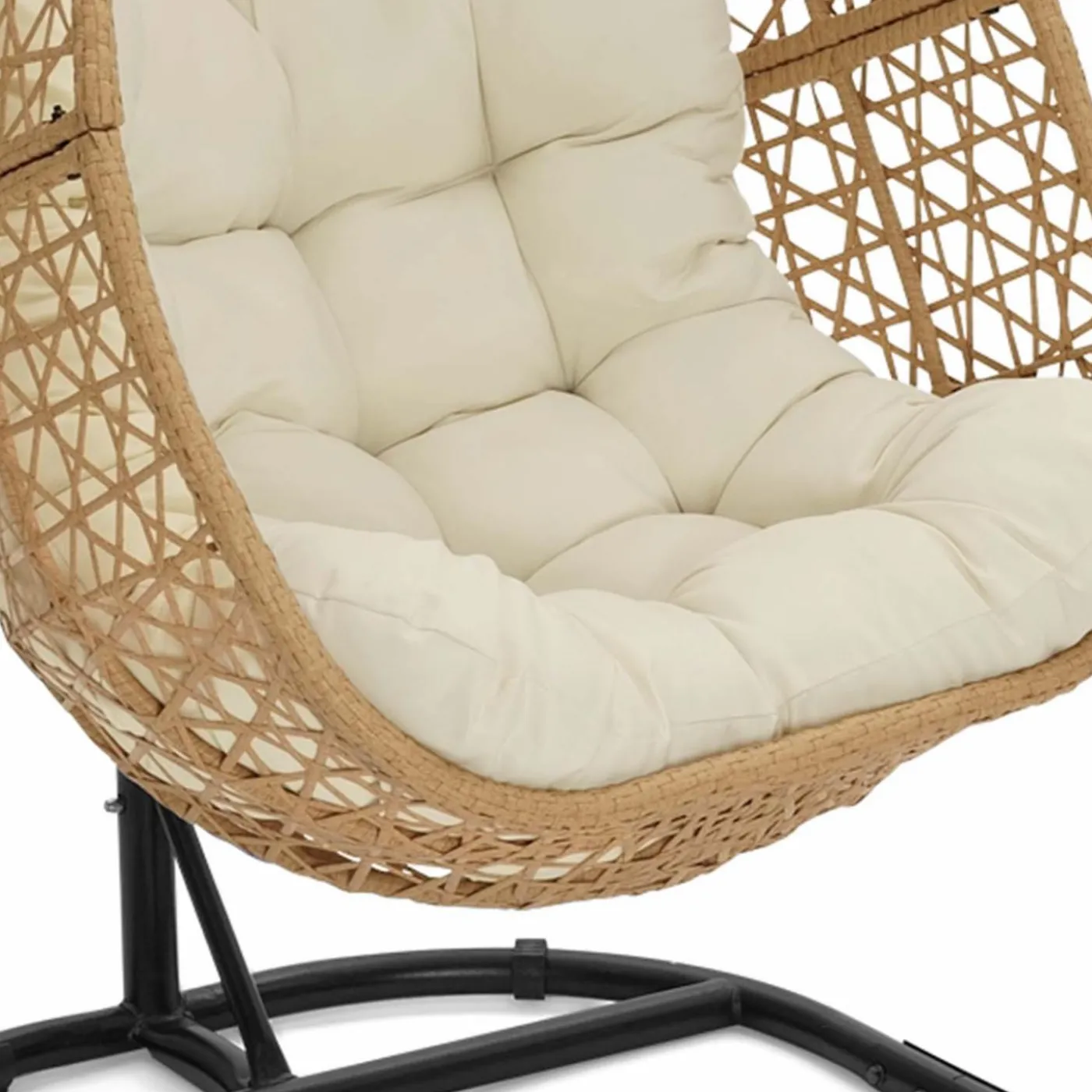 Fauteuil suspendu effet rotin avec coussin écru