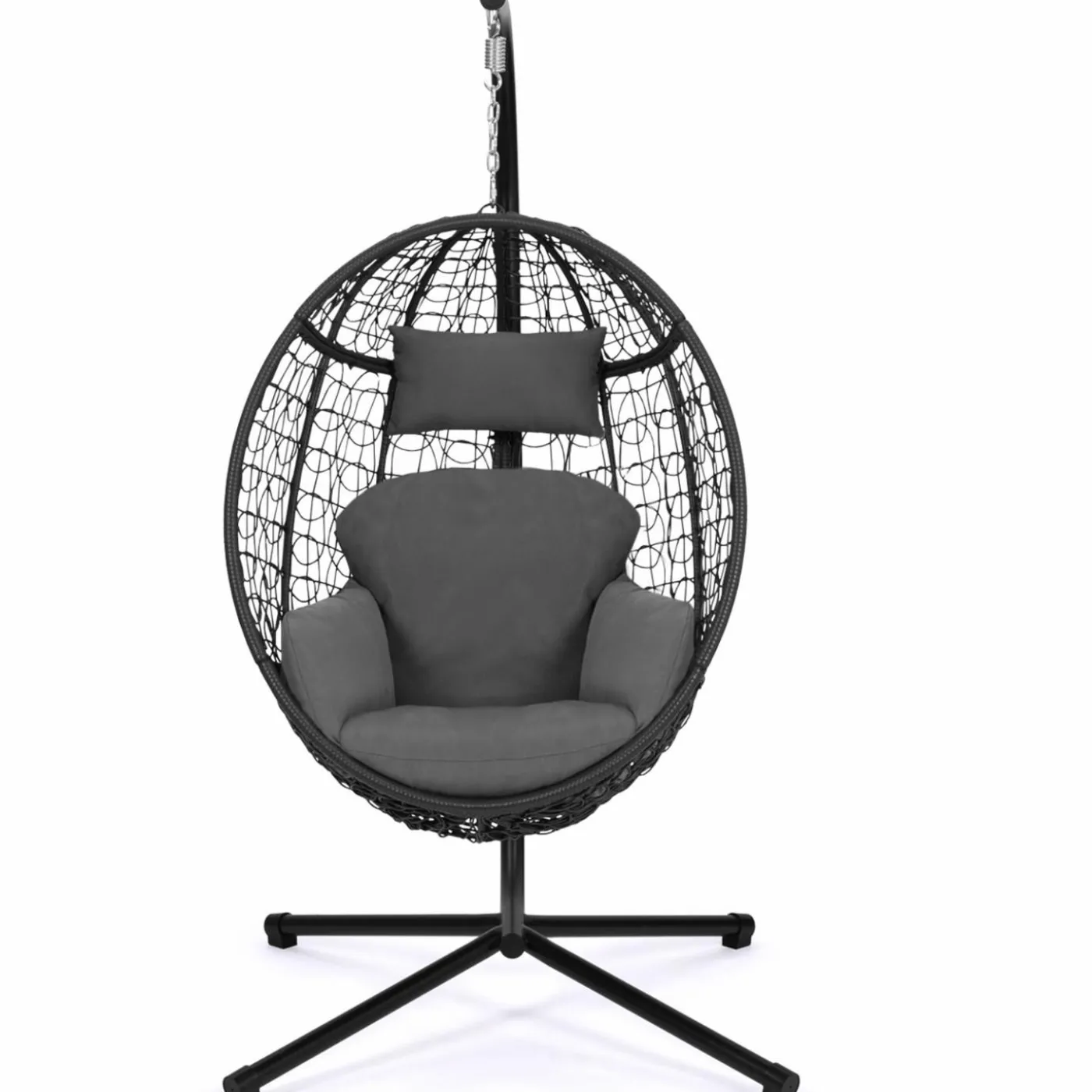 Fauteuil œuf suspendu avec coussins gris