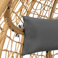 Fauteuil œuf suspendu effet rotin avec coussins gris