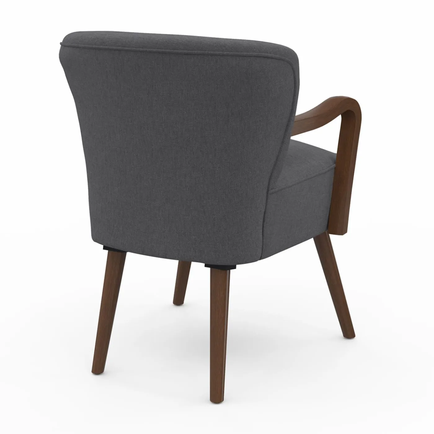 Fauteuil vintage gris avec pieds en bois foncé
