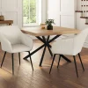 Fauteuils de table en velours côtelé beige : lot de 2